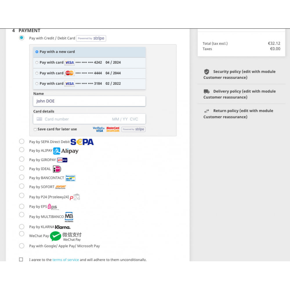 PrestaShop外贸电商条纹支付插件Stripe Payment Pro (SCA-ready) v4.1.5 支持SCA模块 支持支付宝 微信支付 多国语言版中文版汉化版 外贸跨境商城条纹支付插件