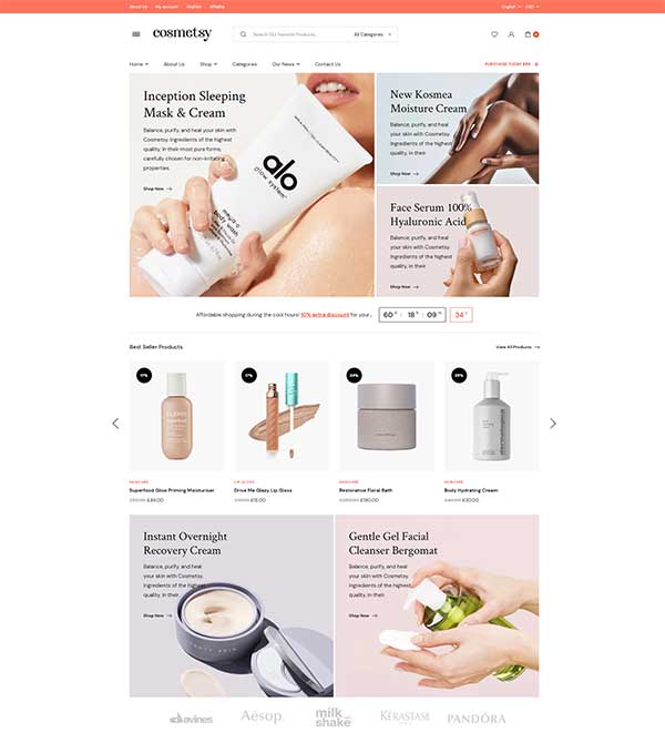 Cosmetsy v1.8.9美容化妆品店行业跨境电商独立站模板WordPress WooCommerce主题-1