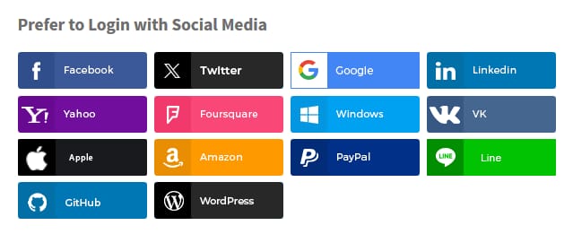 WooCommerce Social Login v2.7.7社交登录扩展允许用户登录和结帐社交网络，如Facebook、Twitter、Google、Yahoo、LinkedIn、Foursquare、Windows Live、VKontakte （VK.com）、Instagram、PayPal、Amazon-1