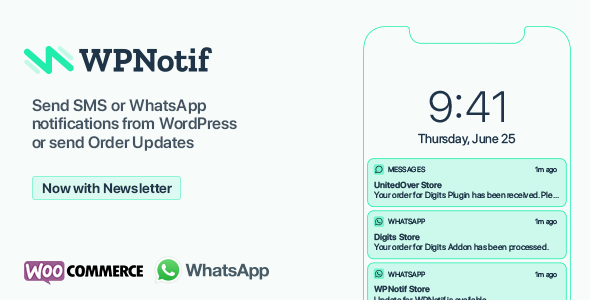 WPNotif v3.0.0.1 – WordPress 短信和 WhatsApp 通知提醒 WordPress营销插件 提升转化率