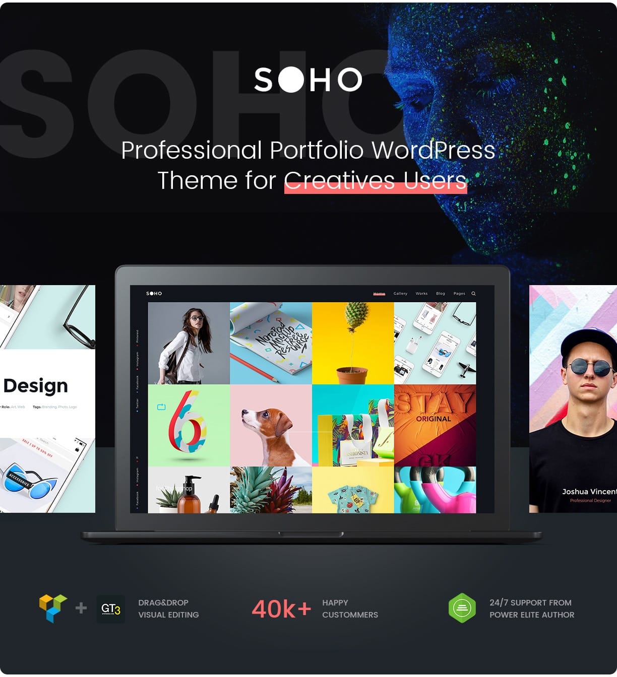 wordpress摄影作品集主题模板Soho Pro v1.9.7 NULLED 全屏相册相片主题干净创意现代画廊主题-1