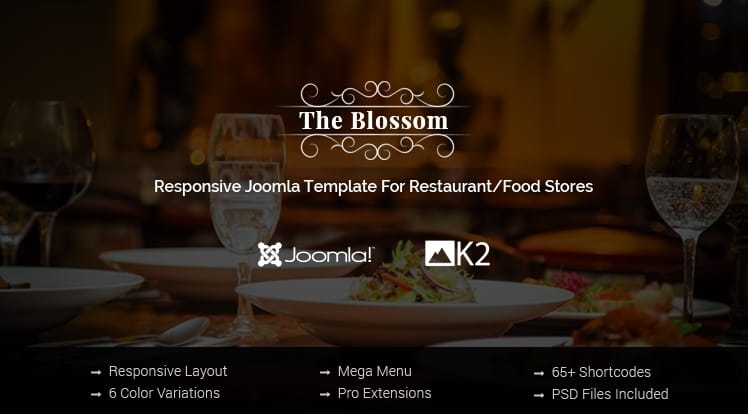 Joomla餐厅主题模板SJ Blossom v3.9.6响应式精美奢华餐厅网站模板