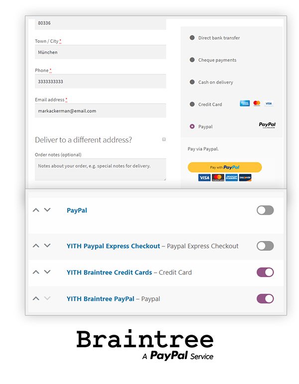 YITH PayPal Braintree for WooCommerce v1.1.0wordpress电商插件 外贸跨境电商将信用卡和PayPal付款集成到商城