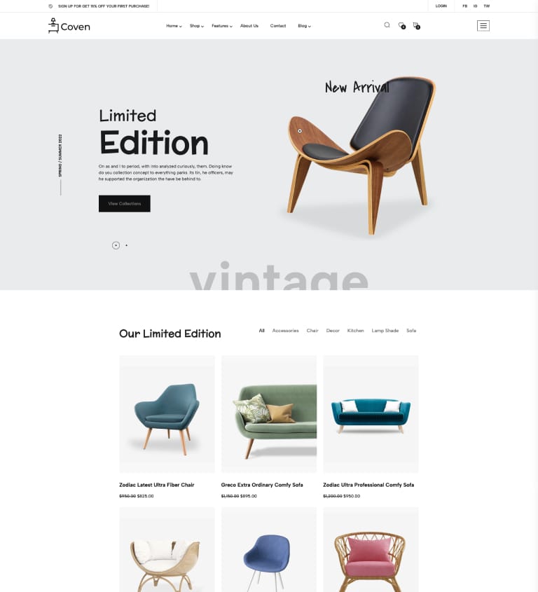 Coven v1.2-家具商店独立站模板WordPress WooCommerce主题 家居产品行业跨境电商-1