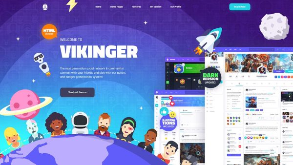 Vikinger v1.9.21超高颜值WordPress主题BuddyPress和GamiPress社交社区-WordPress模板