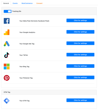 PixelYourSite Pro v11.1.0专业版 跟踪所有内容：Meta Pixel（以前称为 Facebook Pixel）、Facebook Conversion API （CAPI）、Google Analytics、Google Ads营销、Pinterest、Bing、带有 API 的 TikTok 标签