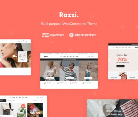 Razzi v2.2.1 - 多用途 现代简约WordPress WooCommerce 主题 适用于电子商务商城网站、跨境电商独立站商城模板时尚电子产品、数码产品、时装店、家具店、装饰品、手表、化妆品、运动鞋子、家居产品行业购物网站WordPress模板