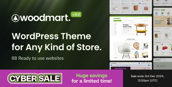 WoodMart v8.5.7 / v8.5.6 / v8.5.5 /v8.2.3/ v8.2.0 / v8.0.1 - 响应式 WooCommerce 主题 WordPress 主题 跨境电商独立站商城模板时尚电子产品、数码产品、时装店、家具店、装饰品、手表、化妆品、运动鞋子、家居产品行业购物网站WooСommerce主题
